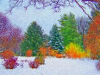 Bomen in de sneeuw Schilderij