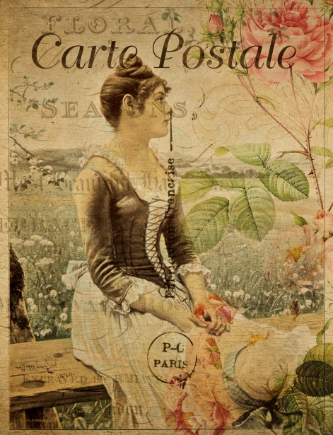 Lady On Vintage Postcard Free Stock Photo - Public Domain Pictures