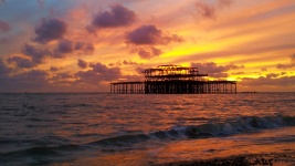 Brighton Pier au coucher du soleil