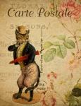 Gato vestido do cartão do vintage