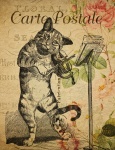 Cat Playing Fiddle Postcard