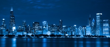 夜のシカゴのスカイライン