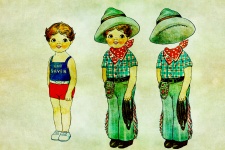 Cowboy de papel da boneca do vintage