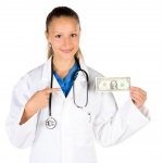 Doctor holding Geld