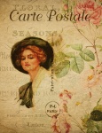 Dame op Vintage Postcard