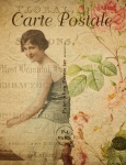 Lady sur carte postale vintage