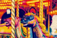 Olieverf Vintage Paard van de carrousel