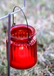 Red Glass Jar Hanging Candle