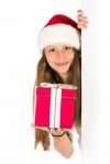 Santa girl and blank board