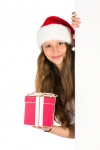 Santa girl and blank board