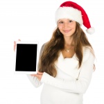 Santa meisje met een tablet