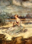 Kobieta przez rzekę