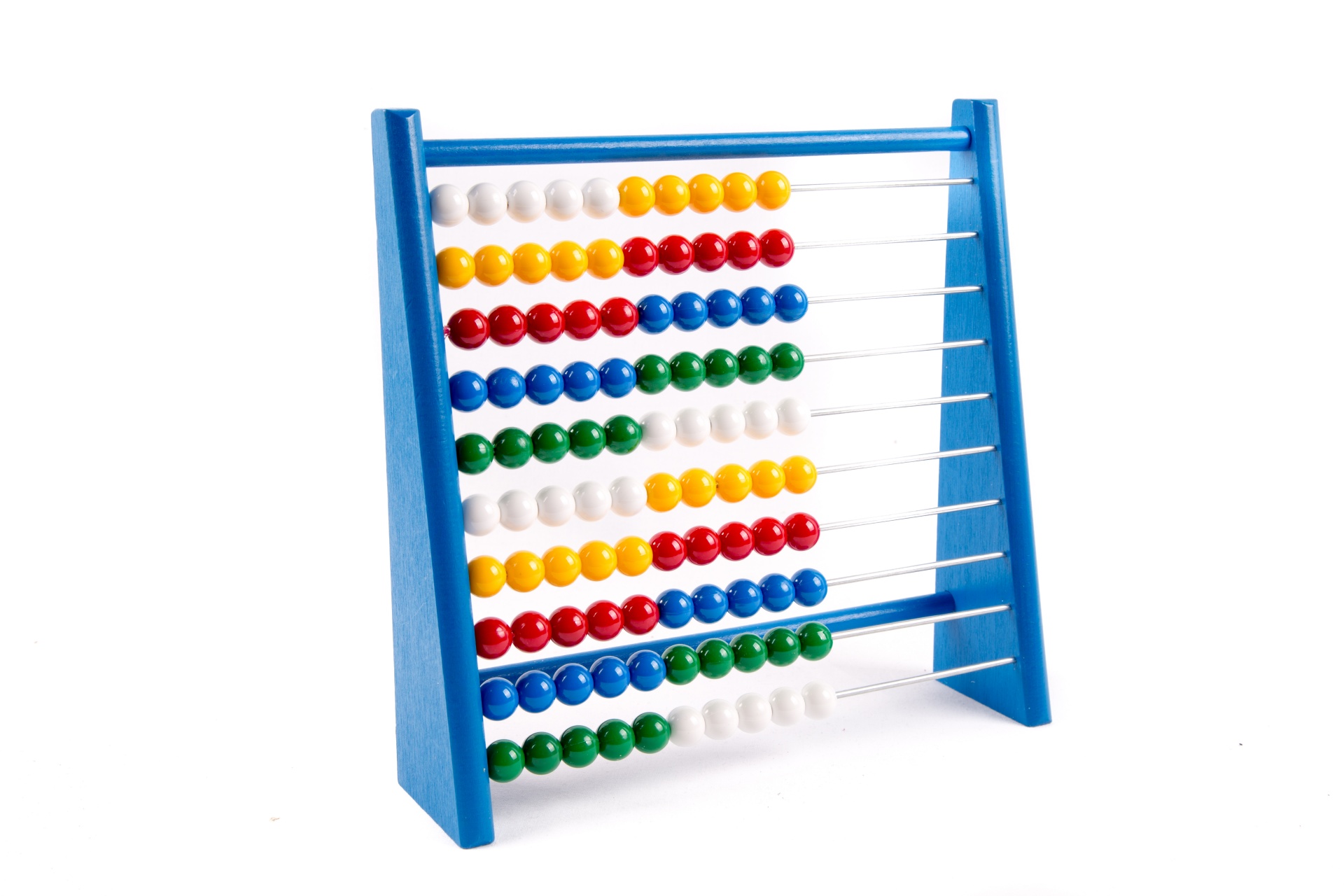 Abacus with white, yellow, red, blue, and green beads