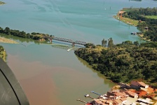 Aerial view of dam shoreline