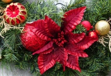 Baubles And Red Christmas Flower