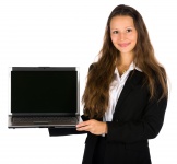 Mulher de negócios com laptop