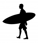 Muž s surf silueta