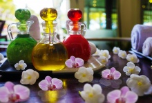 Massage Oils Nestled In Orchids