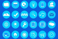 Mopdern piatto Icon Set Teal and Blue