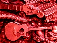Red Guitars Background