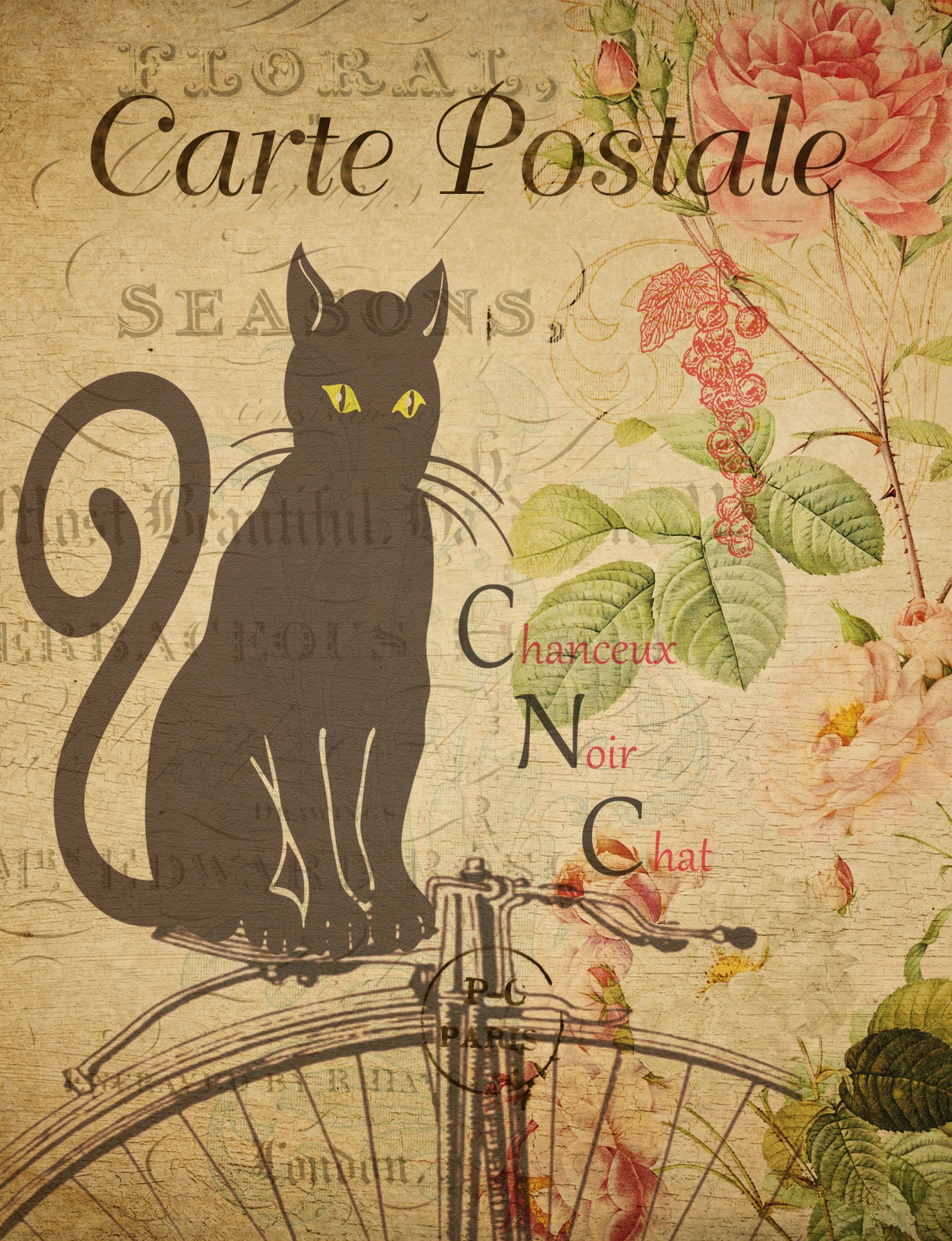 Black Cat Vintage Postage