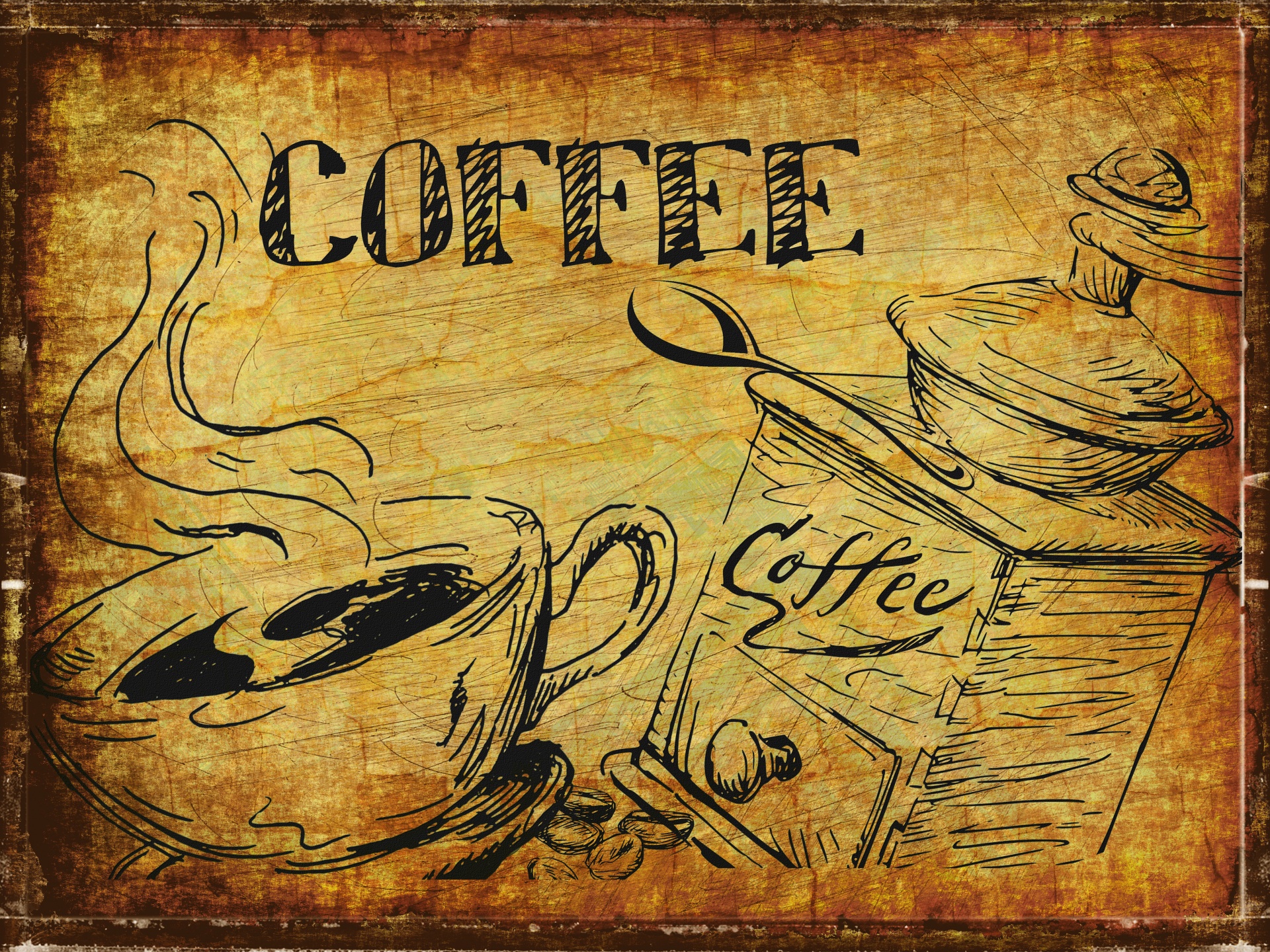 Kaffe Time vintage undertecknar