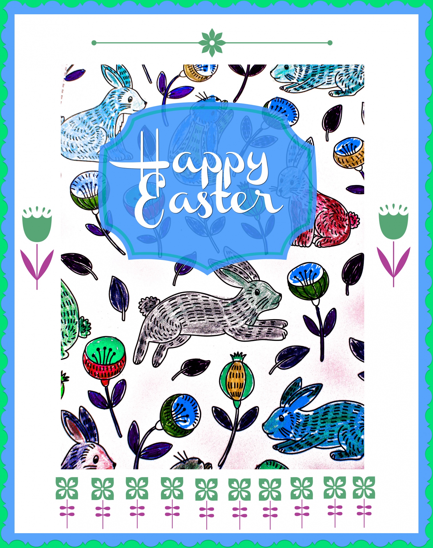 复活节快乐兔子蓝