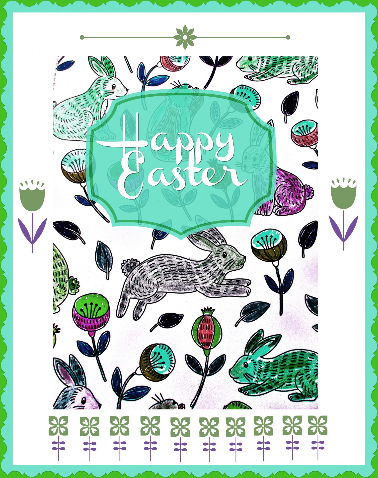 快乐复活节小兔子绿色