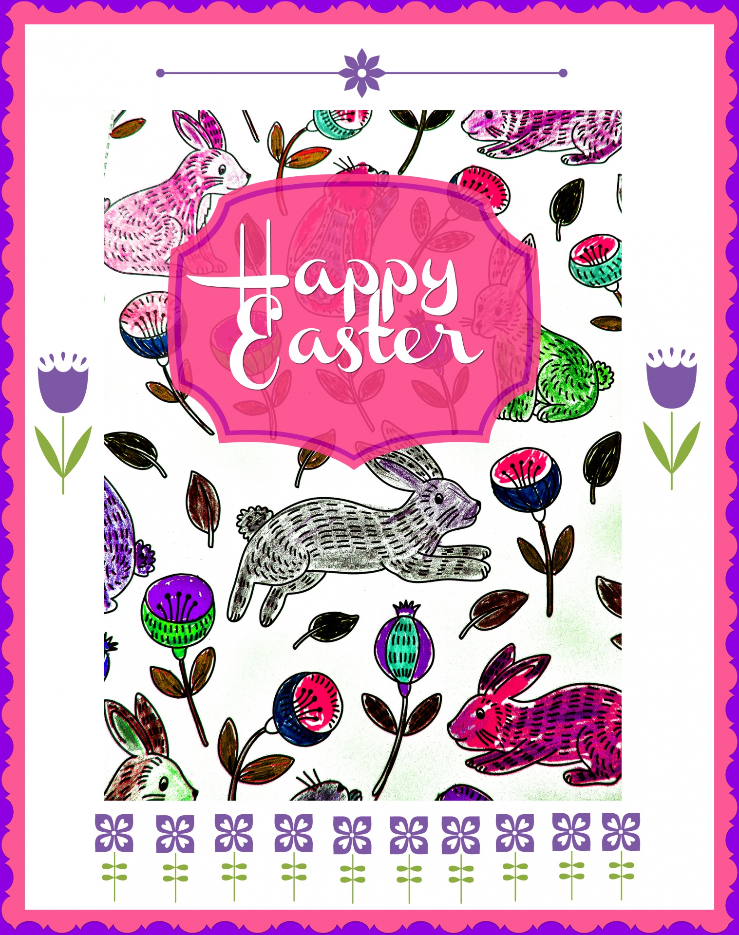 复活节快乐兔子粉色