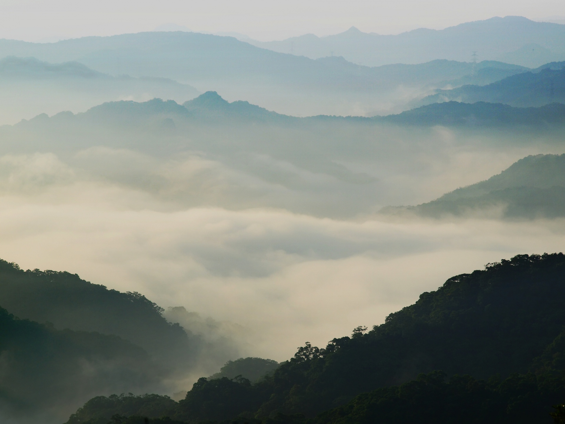 云雾缭绕的高山峡谷
