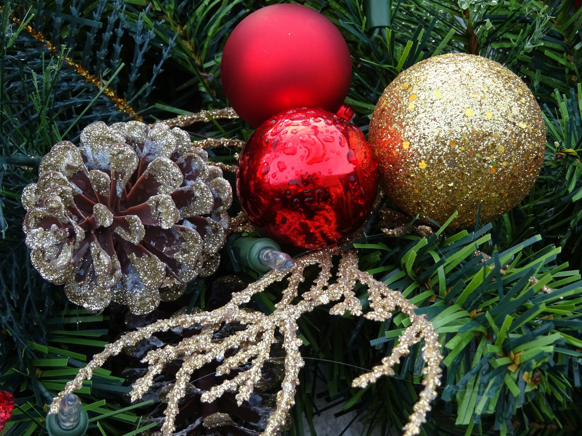 Red And Gold Christmas Baubles