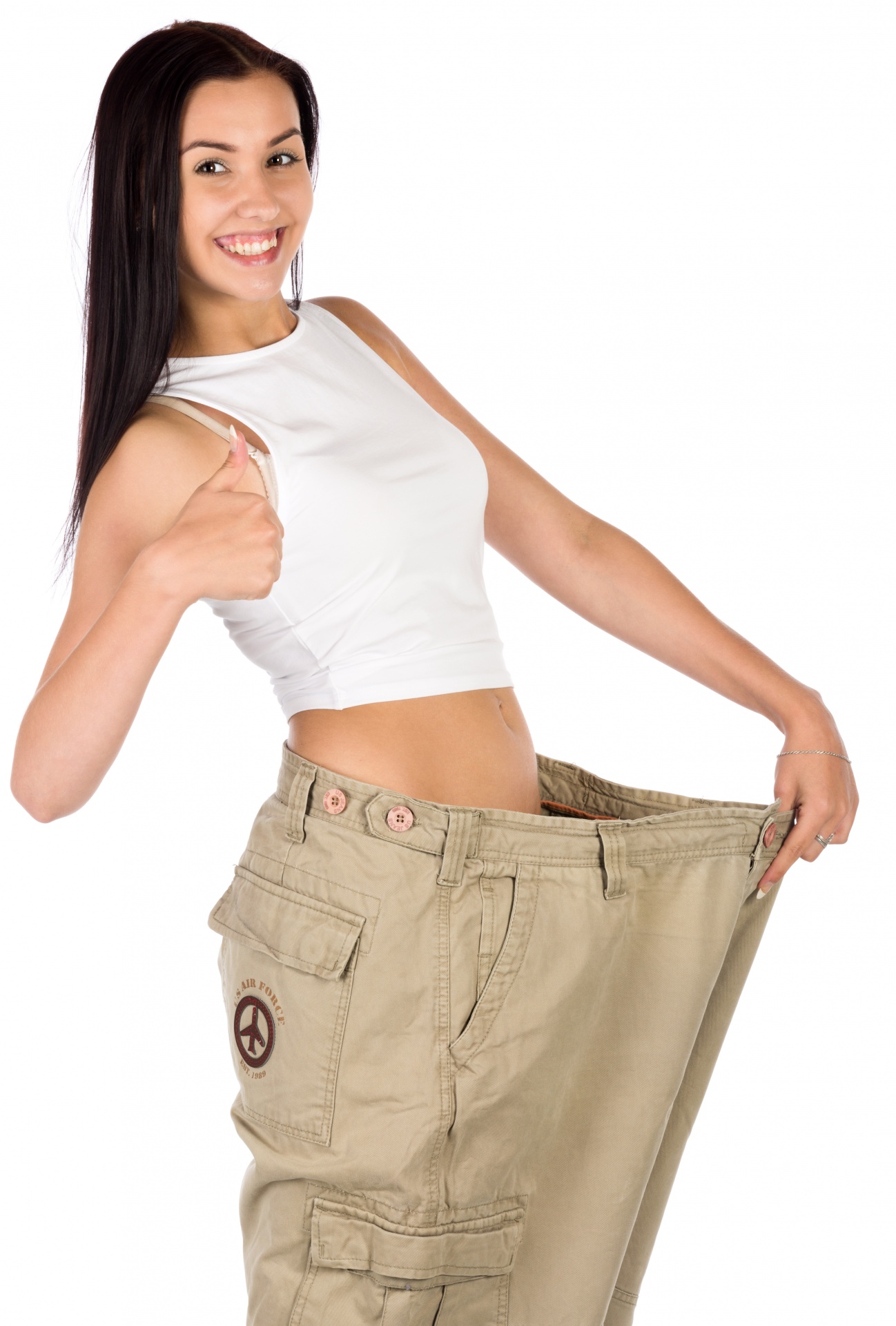Femeie în pantaloni după dieta