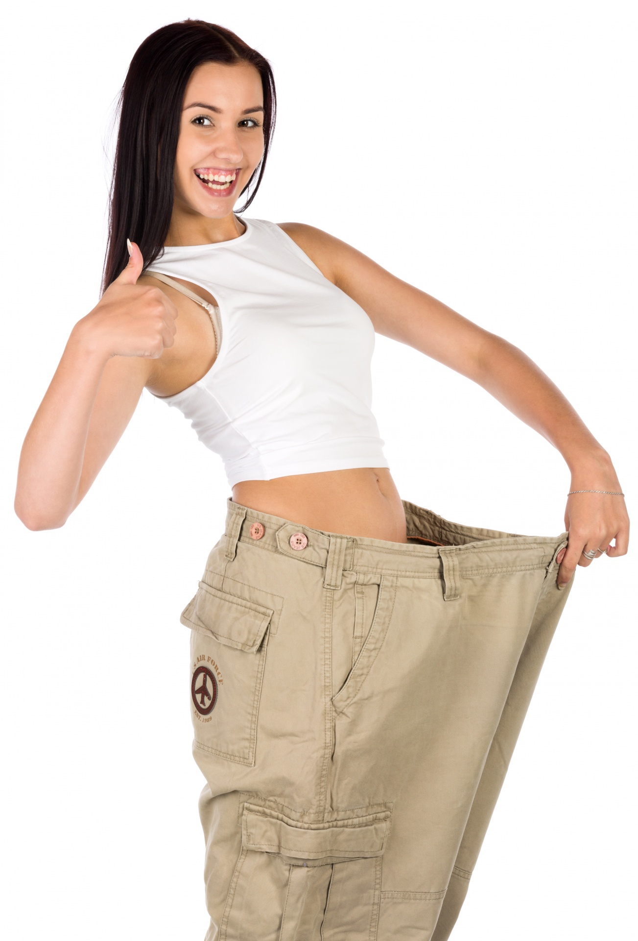 La donna in pantaloni dopo la dieta