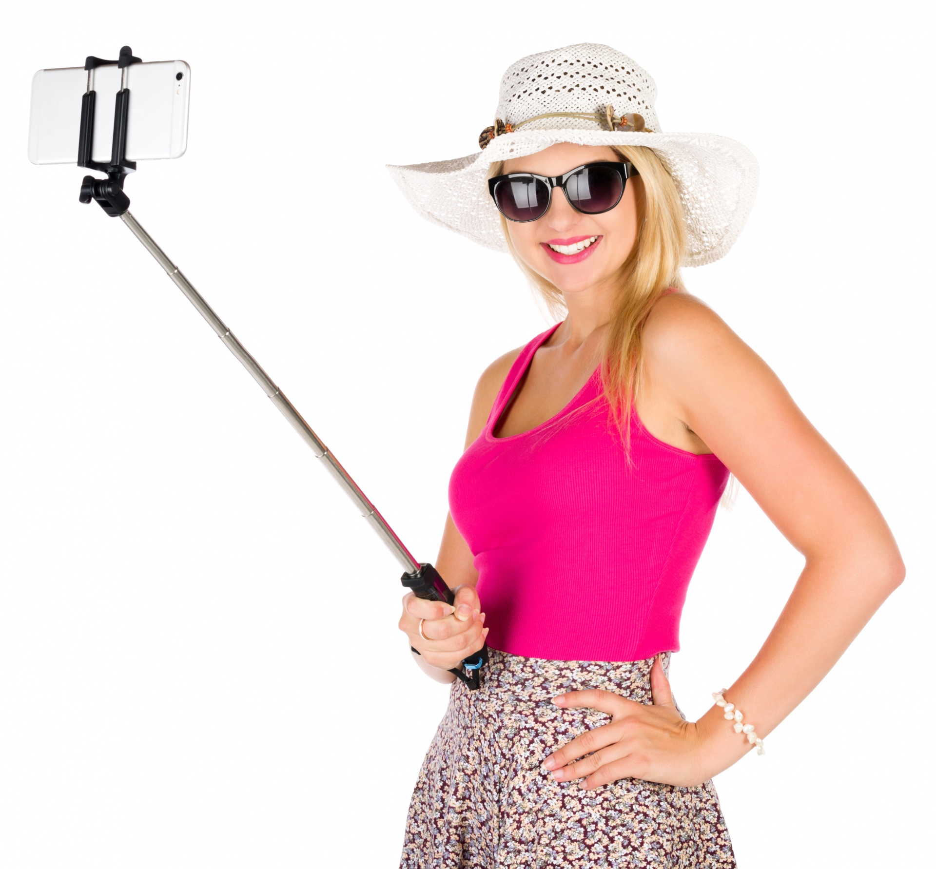 Donna che cattura una selfie