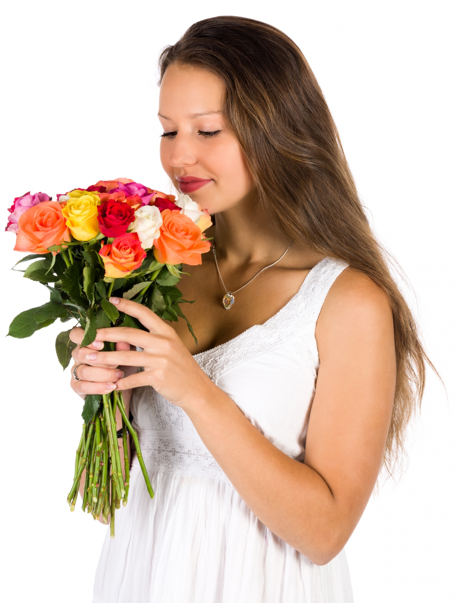 Donna con bouquet di fiori