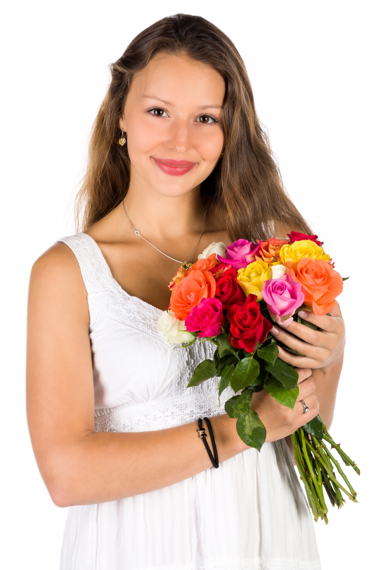 Frau mit Blumen Strauß