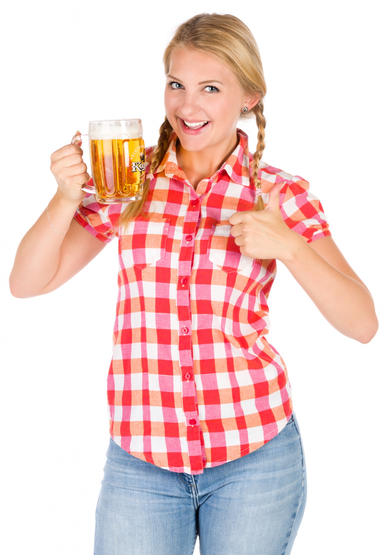 Tânără femeie cu bere