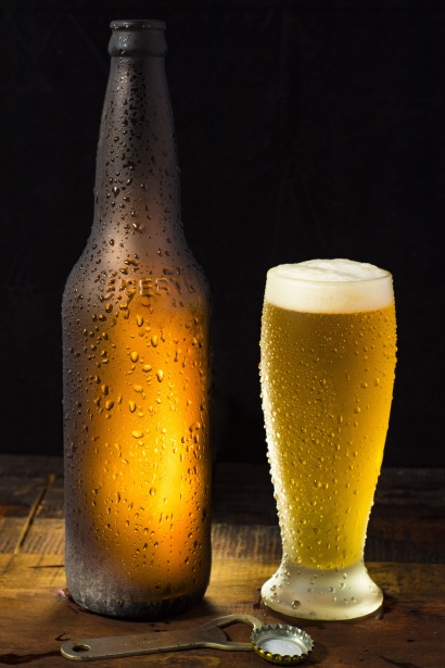 A glass of cold beer