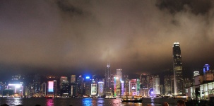 Hongkong hamn på natten