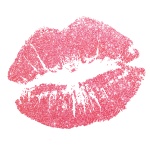 Lábios, beijo de batom rosa