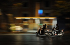 Motorcyclists at night