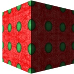 Boîte cadeau rouge avec des points verts