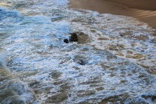 Vlna tlačí ven nad pláží