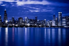 Chicago skyline 's nachts