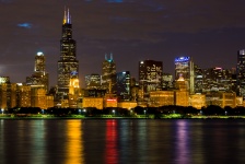 Skyline di Chicago durante la notte