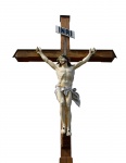 Jesus auf hölzernem Kreuz