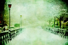Vintage Snow Scene Painting