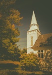 White church in autumn