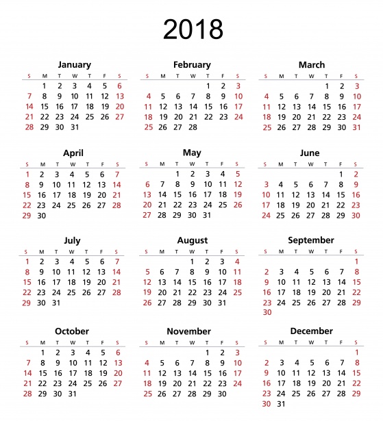 Calendar Template Free 2018