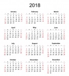 2018 Template-ul calendarului